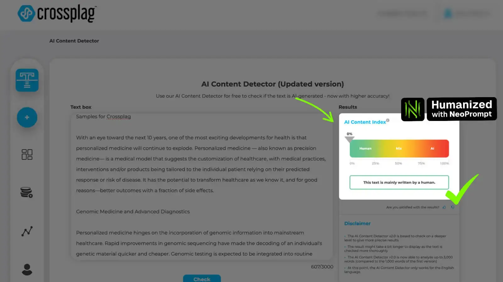 crossplag detector screenshot