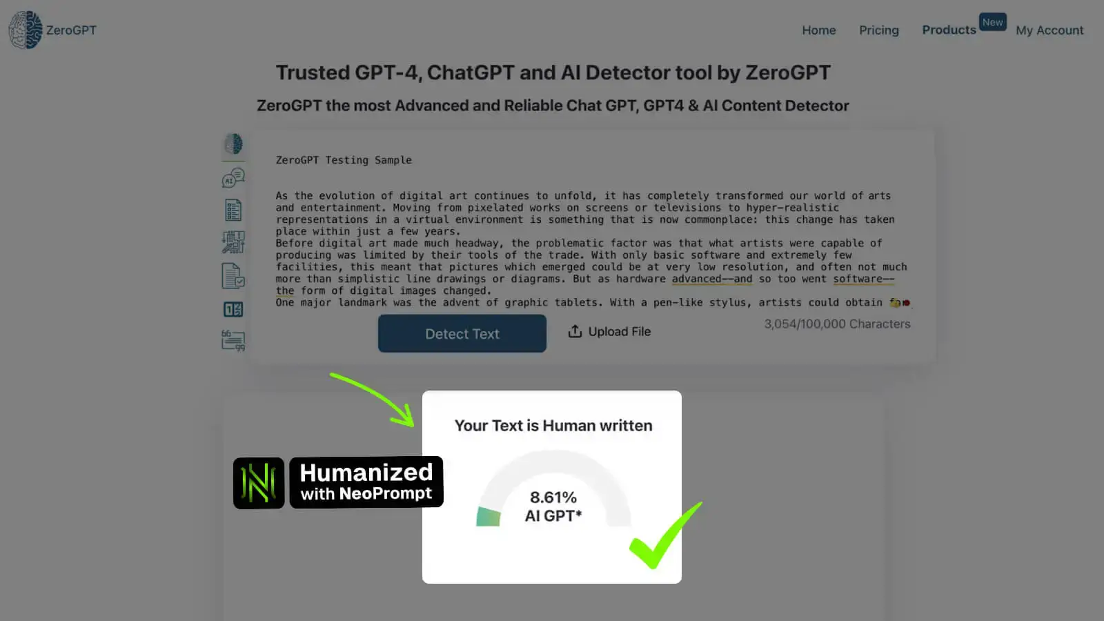 zerogpt detector screenshot